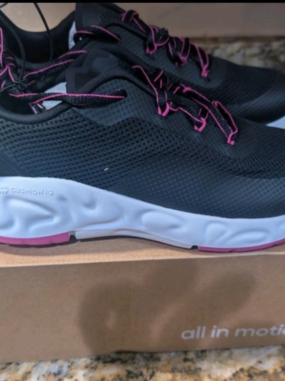 All In motion Black Mesh Active Sneakers with Pink Accents